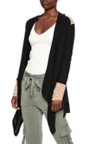  Faux Suede Detailed Cardigan
