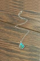 Natural-turquoise-pendant Sterling-silver-chain Necklace