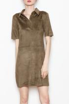  Collared Suede Dress