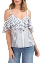  Button-front Ruffle Top