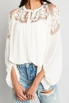  Sheer-and-lace Peasant Blouse