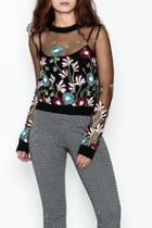 Sheer Floral Sweater