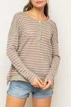  Taupe Striped Top