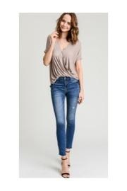  Taupe V-neck Top