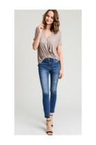  Taupe V-neck Top