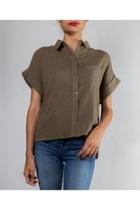  Cotton Button-down Collard-blouse