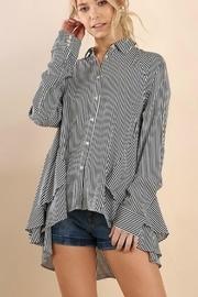  Striped Button-up Ruffle-shirt