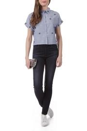  Beaded Chambray Top