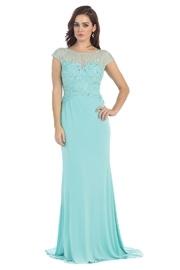 Aqua Lace Long Dress