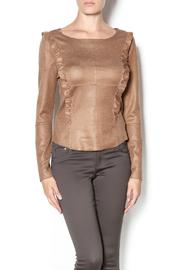  Stretchy Ruffle Pleather Top