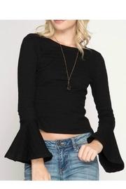  Bell-sleeve Knit Top