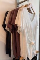  Slub Knit V-neck T-shirt