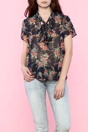  Printed Tie Neck Top