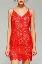  Red Flower Lace Short Formal Dress