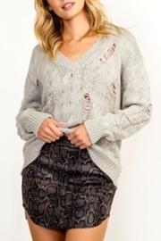  Distressed Cable-knit Sweater