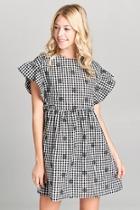  Checkered Embroidered Mini-dress