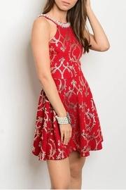  Print Metallic Dress