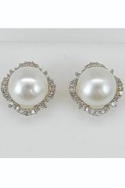  Pearl And Diamond Halo Stud Earrings 14k White And Yellow Gold June Birthstone Wedding Studs