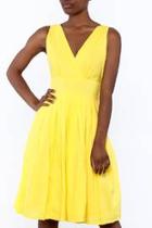  Yellow Sleeveless Knee Dress