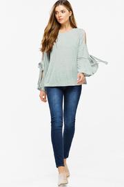  Knit Tie Sleeve Boho Top