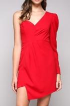  Red Asymmetrical Dress