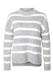  Striped Step-hem Sweater