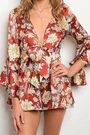  Bell-sleeve Floral Romper