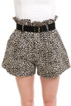  Leopard Belted Shorts