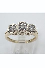  Yellow Gold Three Stone Diamond Ring, Size 7