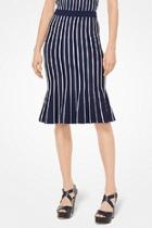  Striped-stretch Trumpet Skirt