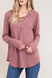  Waffle-knit Lace-up Top