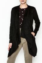  Faux Leather Open Cardigan