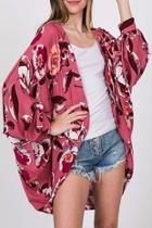  Floral Open-front Cardigan