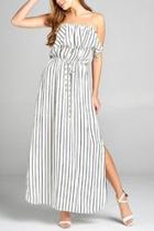  Stripe Flounce Dress