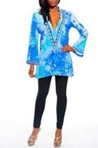  Blue Tie Due Tunic Top