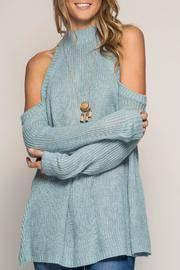  Blue Cold Shoulder Sweater