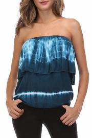  Teal Strapless Tie Dye