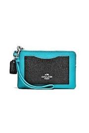 Leather Corner-zip Wristlet