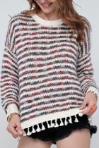  Multi Stripe Tassel Sweater