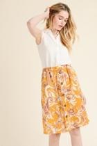  Mustard Print Skirt