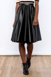  Faux Leather Pleated Skirt