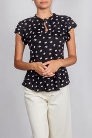  Black Vintage-inspired Tie-neck-top