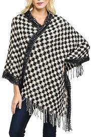  Check Knit Scarf-poncho