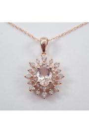  Diamond And Morganite Snowflake Pendant Wedding Necklace 18 Chain Rose Gold