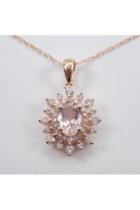  Diamond And Morganite Snowflake Pendant Wedding Necklace 18 Chain Rose Gold