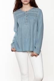  Quinn Denim Embroidered Yoke Top