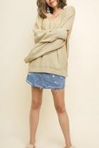  V-neck Oatmeal Pullover