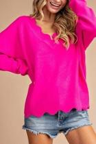  Scalloped Sweater Top