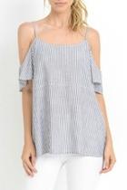  Open-shoulder Stripe Top
