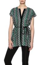  Green Geometric Blouse